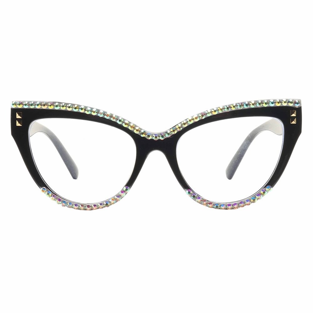 willochra sexy Reading Glasses for Women Blue Light Blocking Cat eye Computer Rhinestone Fashion Reader Eyeglasses (black, 3.75, multiplier_x)