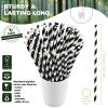 Chunspak 7.75'' Disposable Paper Drinking Straws Bulk, Black and White Striped - Unwrapped, Pack of 1000 view 2