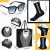 21 Pcs Groomsmen Gifts Set 7 Pairs Black Groomsmen Socks for Men 7 Pieces T Shirt Gift Bags 7 Pairs Sunglasses for Wedding Proposal Bachelor Party view 2