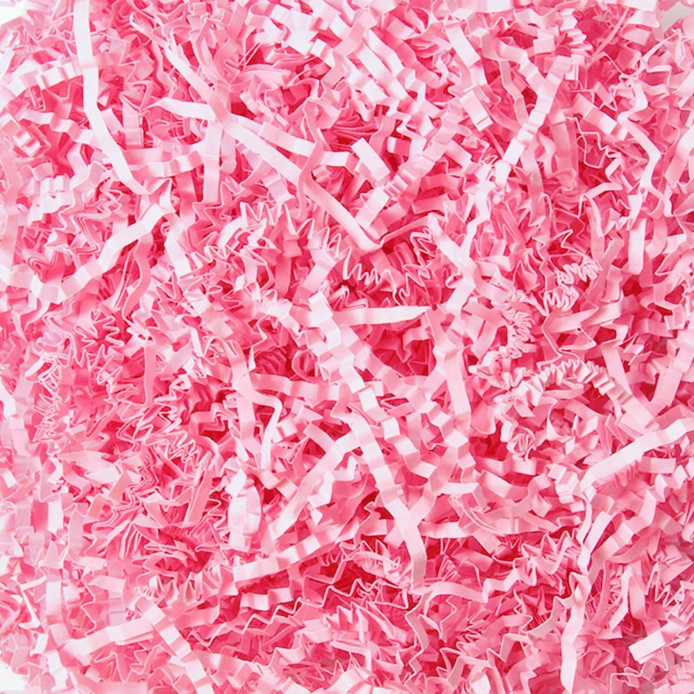JINZOFLY Pink Crinkle Cut Paper Shred Filler, Valentine's Day Gift Box Filler, Easter Grass Tissue Paper for Gift Wrapping & Basket Filling