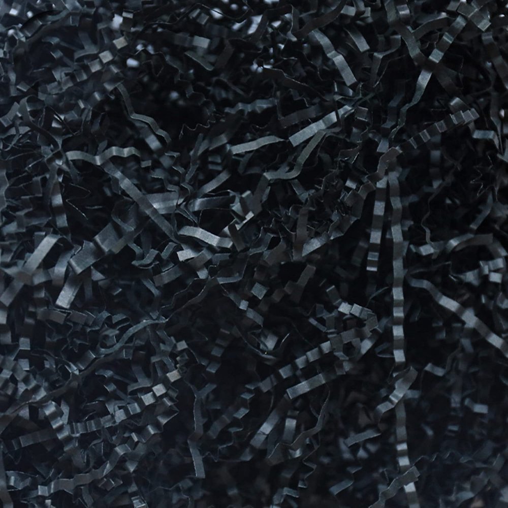 Crinkle Cut Paper Shred Filler, Shredded Paper for Gift Box, Easter Grass for Gift Wrapping & Basket Filling (Black)
