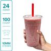 GUSTO [24 oz. - 100 Count Clear Cups with Flat Lids & Straws - Disposable Clear Drinking Cups for Iced Coffee, Cold Drinks, Milkshakes, and Smoothies - Formerly Comfy Package view 2