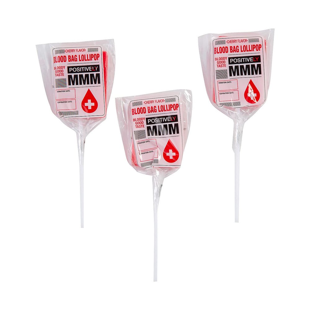 Blood Bag Character Lollipops, 30 Pieces
