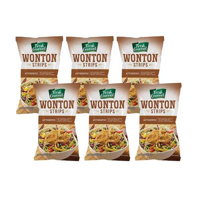 Fresh Gourmet Authentic Wonton Strips Crunchy Snack and Salad Topper, 16 Ounce. (Pack of 6)