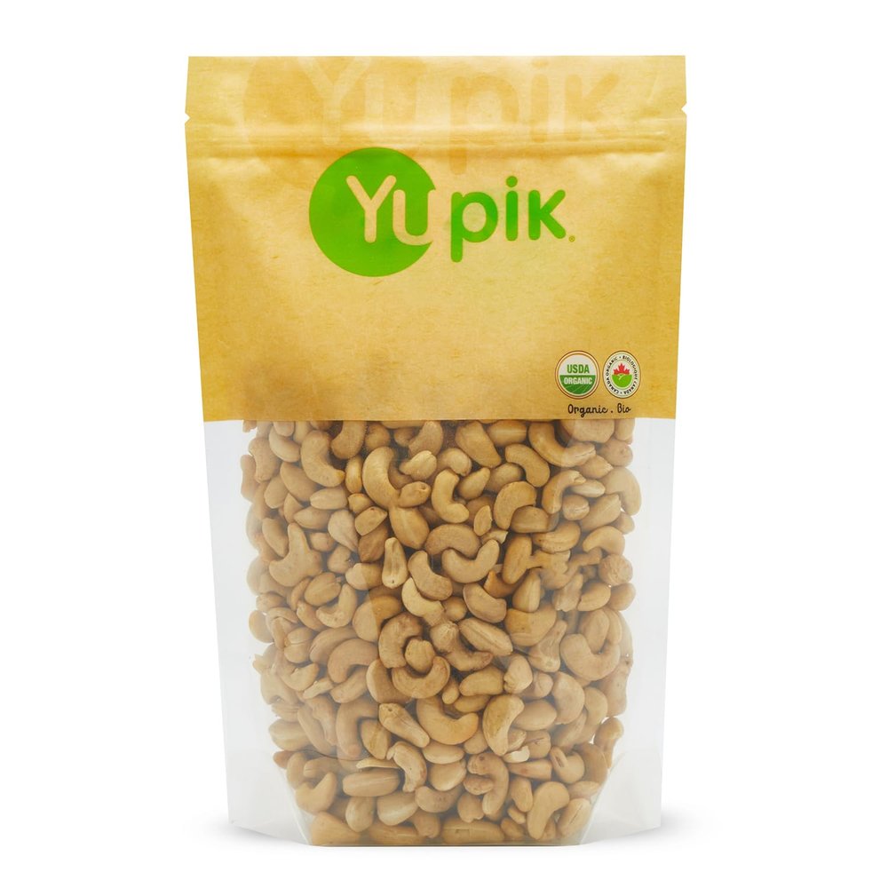 Yupik Organic Raw Cashews, 2.2 lb (35.2 oz), Pack of 6, Kosher, Gluten-Free, Non-GMO, Vegan, Whole Nuts, Unsalted, Unroasted, Source of Protein & Iron, Nutritious, Crunchy, Healthy Snacks
