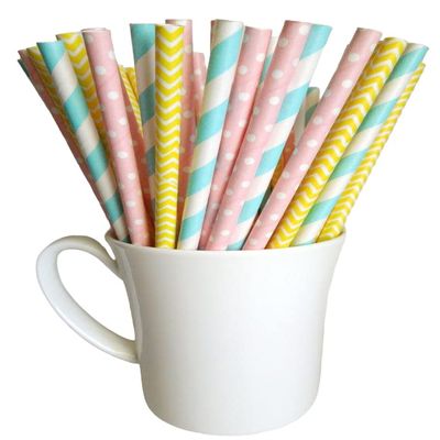 Easter Party Straws (25 Pack) - Pastel Spring Garden Baby shower Party Decorations and Supplies, Easter Party Favors