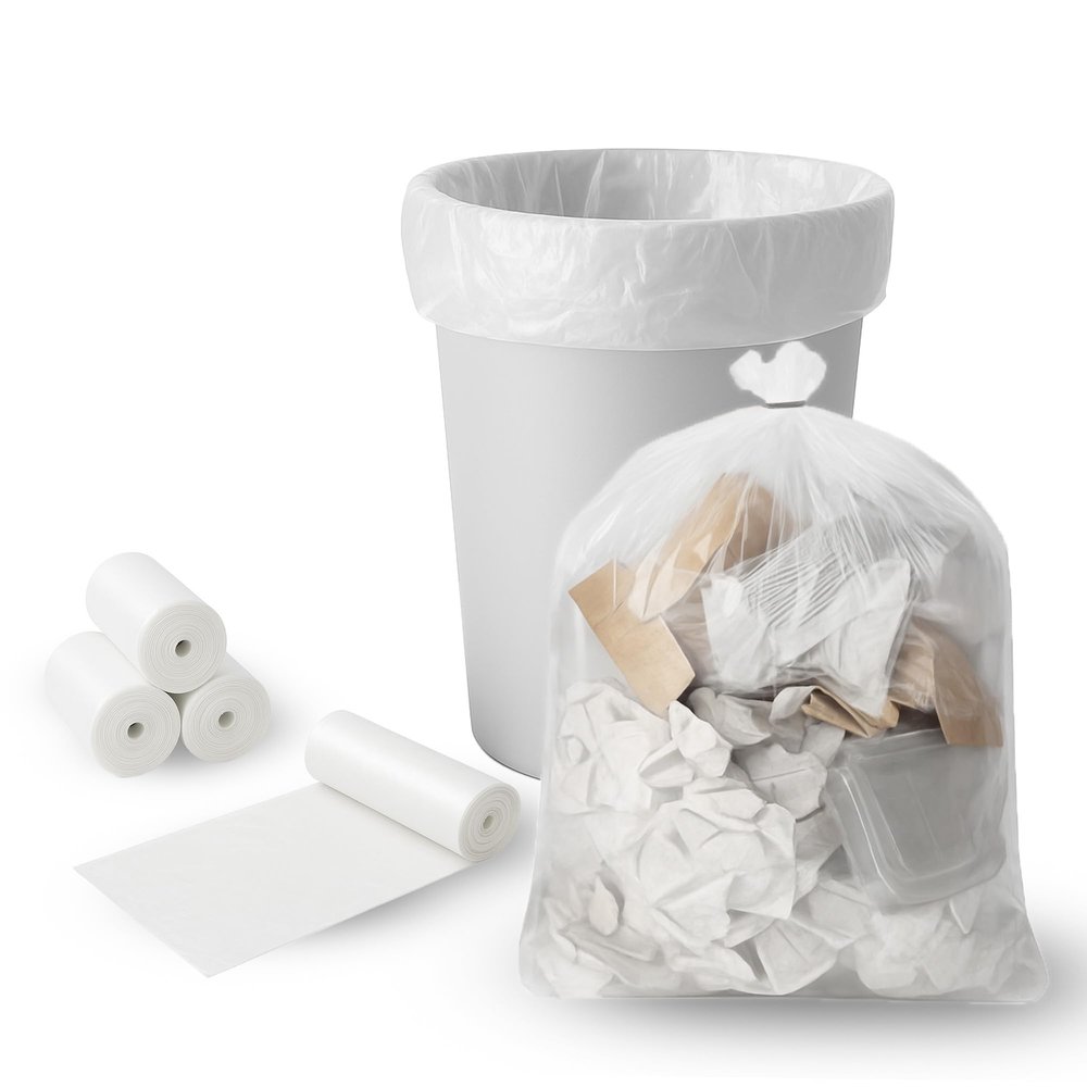 710 Gallon Clear Trash Bags (200 Count) Small Kitchens, Bathrooms, Offices and Breakrooms 6-micron disposable liners; Leak-Resistant Wastebasket Bags for Home and Light Commercial Use