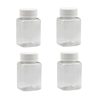 5 Pcs 80ml Empty Plastic Pill Bottles Clear Pill Dispenser Containers Solid Powder Storage Vials Square Liquid Sample Bottle for Crafts