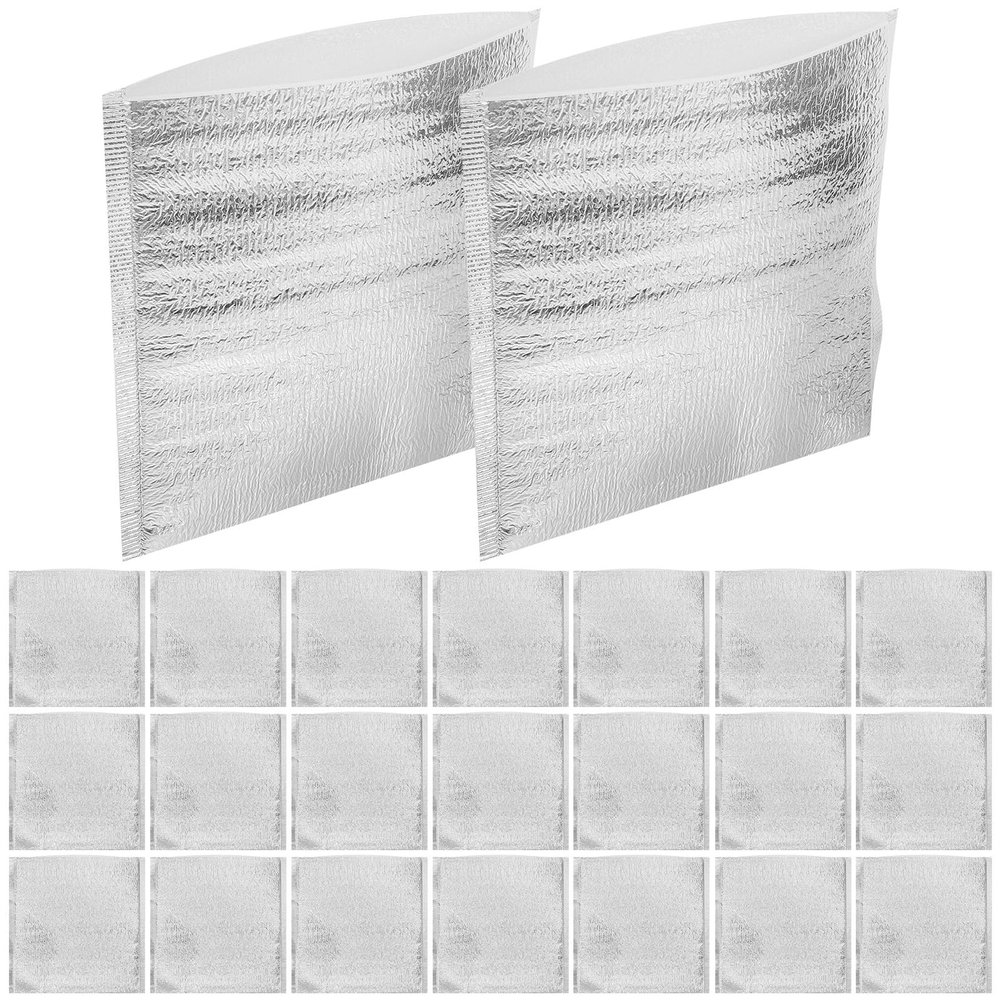 BESTonZON 50 Pack Disposable Foil Insulation Bags 7.87X7.87 Inch Portable Thermal Food Storage Bags Lightweight Aluminum Foil Lunch Bags for Hot Cold Food Insulation Home Outdoor