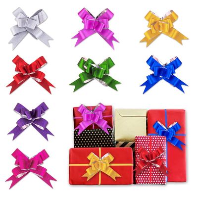 ALIBBON 80 Pieces Pull Bows for Gift Baskets, 8 Color Spring Gift Wrapping Decor, Glitter Pull Bow with Ribbon, Large Pull Bow for Birthday Wedding Easter Gift Packaging