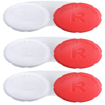RHUI Cases for Contact Lens, Travel Daily Use 3 Pack Red