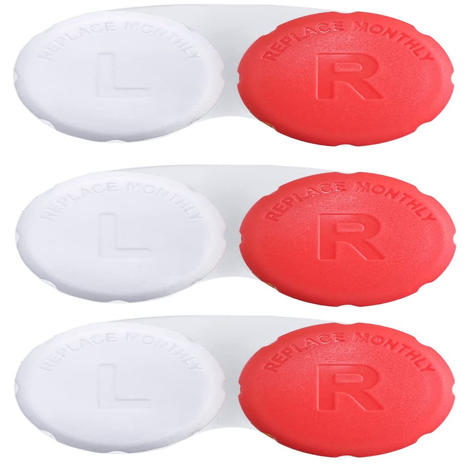 RHUI Cases for Contact Lens, Travel Daily Use 3 Pack Red