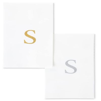 AMERICAN HOMESTEAD Disposable Hand Towels - Silver Monogrammed Guest Napkins - Linen-Like Bathroom Paper Towels for Guests - Perfect Wedding and Party Napkins - 25 Count (Silver S)