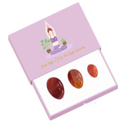 Yoni Eggs for Women Set Undrilled Yoni Egg Set with Box Natural Jade Stone Eggs Women Kegel Feminine,Red Agate Eggs