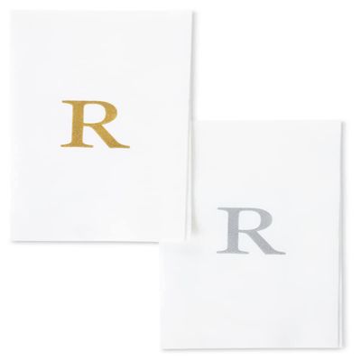 AMERICAN HOMESTEAD Disposable Hand Towels - Gold Monogrammed Guest Napkins - Linen-Like Bathroom Paper Towels for Guests - Perfect Wedding and Party Napkins - 25 Count (Gold R)