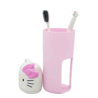 Anime Toothbrush Case Portable Toothbrush Cup Kit Pop Cartoon Custom Cute Toothbrush Holder Womens Kawaii Toothbrush kit (Pink)