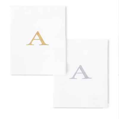 AMERICAN HOMESTEAD Disposable Hand Towels - Gold Monogrammed Guest Napkins - Linen-Like Bathroom Paper Towels for Guests - Perfect Wedding and Party Napkins - 25 Count (Gold A)