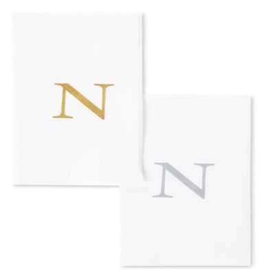 AMERICAN HOMESTEAD Disposable Hand Towels - Gold Monogrammed Guest Napkins - Linen-Like Bathroom Paper Towels for Guests - Perfect Wedding and Party Napkins - 25 Count (Gold N)