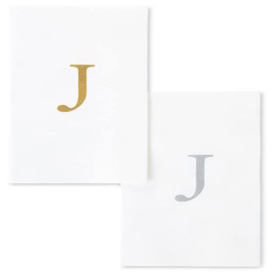 AMERICAN HOMESTEAD Disposable Hand Towels - Gold Monogrammed Guest Napkins - Linen-Like Bathroom Paper Towels for Guests - Perfect Wedding and Party Napkins - 25 Count (Gold J)