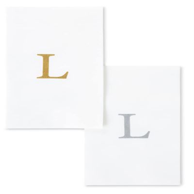 AMERICAN HOMESTEAD Disposable Hand Towels - Silver Monogrammed Guest Napkins - Linen-Like Bathroom Paper Towels for Guests - Perfect Wedding and Party Napkins - 25 Count (Silver L)