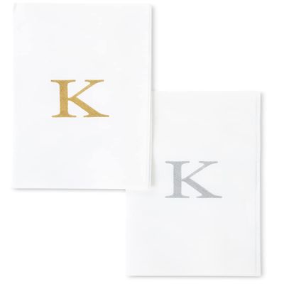 AMERICAN HOMESTEAD Disposable Hand Towels - Gold Monogrammed Guest Napkins - Linen-Like Bathroom Paper Towels for Guests - Perfect Wedding and Party Napkins - 25 Count (Silver K)