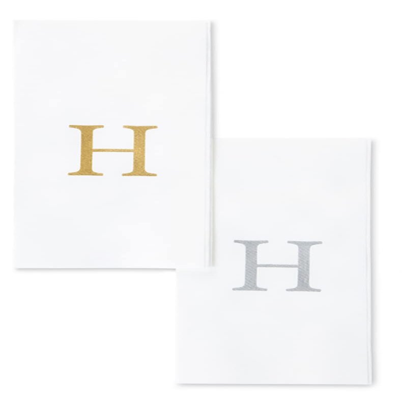 AMERICAN HOMESTEAD Disposable Hand Towels - Gold Monogrammed Guest Napkins - Linen-Like Bathroom Paper Towels for Guests - Perfect Wedding and Party Napkins - 25 Count (Gold H)