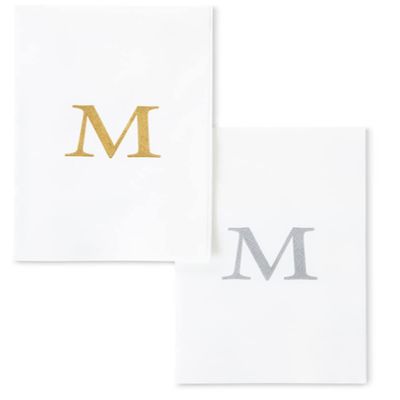 AMERICAN HOMESTEAD Disposable Hand Towels - Gold Monogrammed Guest Napkins - Linen-Like Bathroom Paper Towels for Guests - Perfect Wedding and Party Napkins - 25 Count (Gold M)