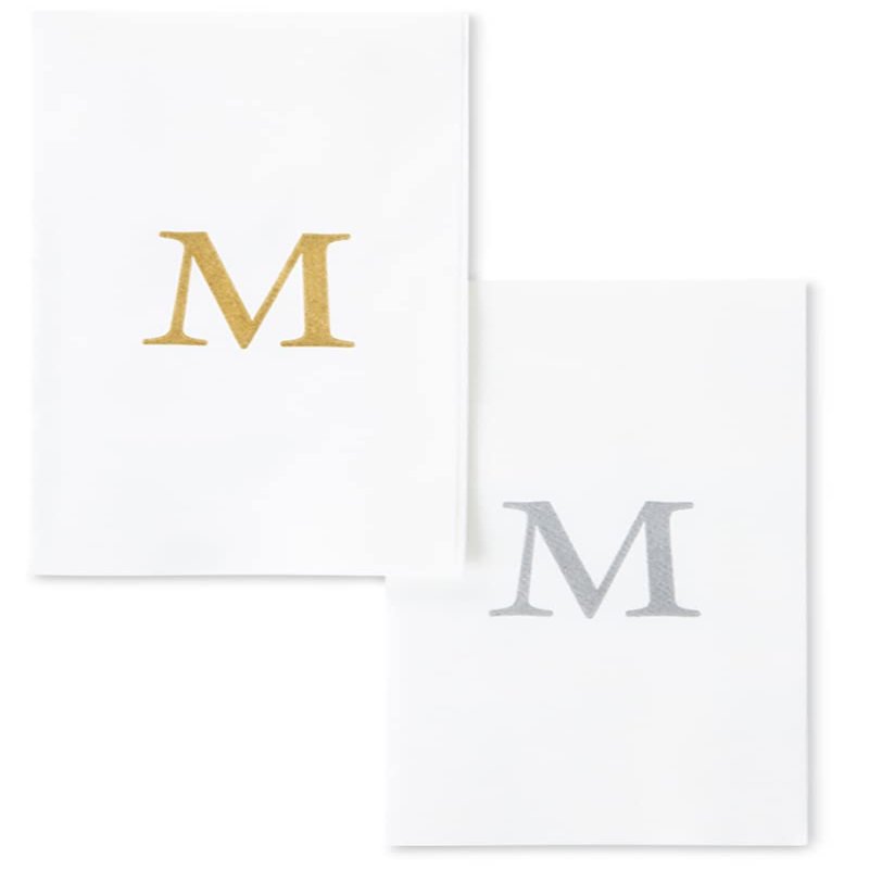 AMERICAN HOMESTEAD Disposable Hand Towels - Gold Monogrammed Guest Napkins - Linen-Like Bathroom Paper Towels for Guests - Perfect Wedding and Party Napkins - 25 Count (Gold M)