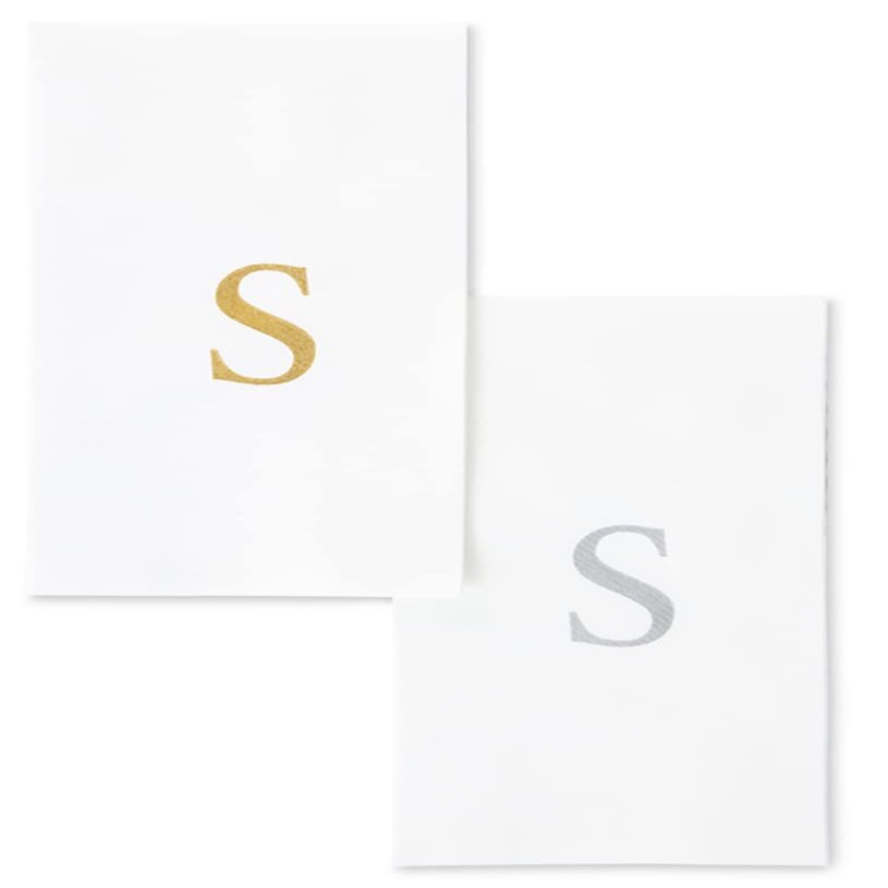 AMERICAN HOMESTEAD Disposable Hand Towels - Gold Monogrammed Guest Napkins - Linen-Like Bathroom Paper Towels for Guests - Perfect Wedding and Party Napkins - 25 Count (Gold S)