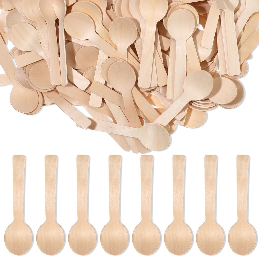 1500 Pcs Small Wooden Spoons Bulk, 3.9 Inch Wood Mini Spoon Tiny Birchwood Disposable Spoons Wooden Cutlery Wooden Party Utensils for Ice Cream Desserts Tasting Eating Scoop Sample Serving