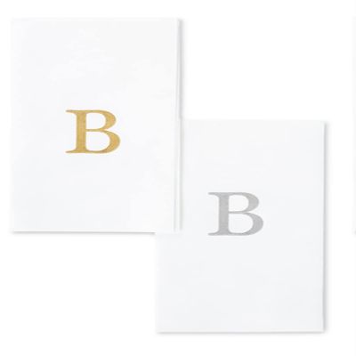 AMERICAN HOMESTEAD Disposable Hand Towels - Gold Monogrammed Guest Napkins - Linen-Like Bathroom Paper Towels for Guests - Perfect Wedding and Party Napkins - 25 Count (Gold B)
