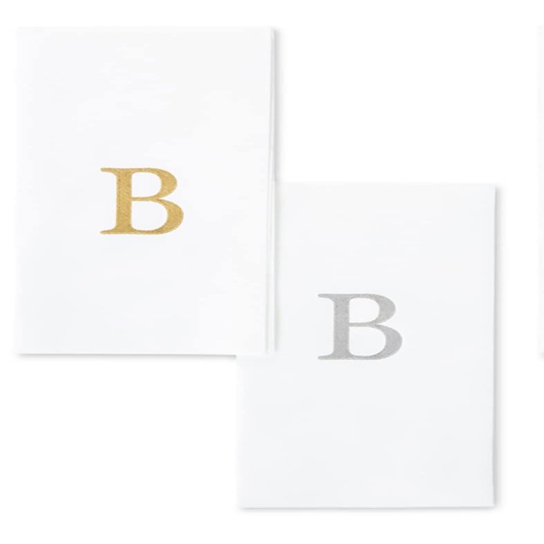 AMERICAN HOMESTEAD Disposable Hand Towels - Gold Monogrammed Guest Napkins - Linen-Like Bathroom Paper Towels for Guests - Perfect Wedding and Party Napkins - 25 Count (Gold B)
