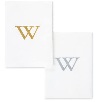AMERICAN HOMESTEAD Disposable Hand Towels - Gold Monogrammed Guest Napkins - Linen-Like Bathroom Paper Towels for Guests - Perfect Wedding and Party Napkins - 25 Count (Gold W)