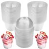 Rainmae 50-Pack Disposable Clear Plastic Cups with Dome Lids, 180ml/6oz Crystal PET Dessert Cups for To Go Iced Coffee Cold Drinks, Smoothie, Bubble Boba Tea, Juice, Parfait, Frappuccino, Milkshake view 1