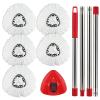 Spin Mop Handle,Head,Base Replacement Compatible with Easywring Microfiber Spin Mop - Replace 30-58in Stick/Pole+5Head Refill+1Base for Easy Wring Spinning Mop Only 1Tank System view 1