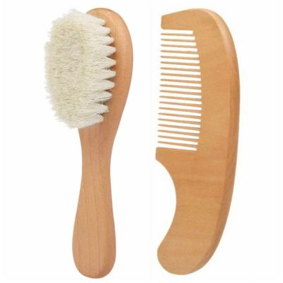 Sperrins Baby Hair Brush and Comb Set for Newborns & Toddlers,Natural Soft Goat Bristles and Wooden Handle, Gently Grooms Baby's Hair