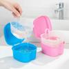 rosenice Portable Denture Case Set with Strainer Basket 2 Pack Compact Travel Denture Container Lightweight Retainer Holder for Cleaning and Storage 3.77X3.54X2.67In view 2