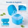 rosenice Portable Denture Case Set with Strainer Basket 2 Pack Compact Travel Denture Container Lightweight Retainer Holder for Cleaning and Storage 3.77X3.54X2.67In view 4