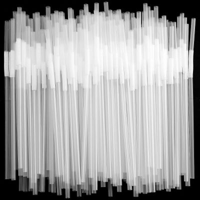 Loccmat 500 Pcs White Disposable Plastic Drinking Straws - Extra Long Flexible Bendy Straws for Party, BPA-Free, 10.2" Long and 0.23" Diameter
