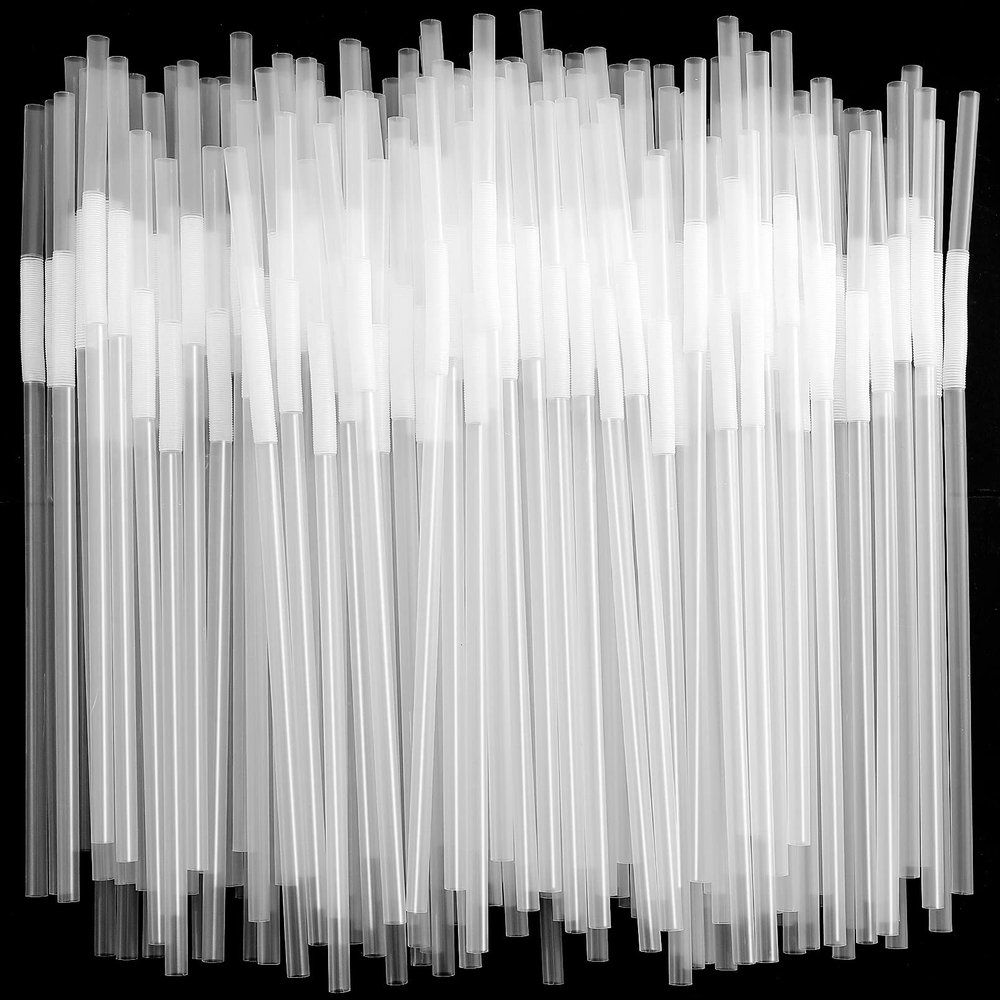 Loccmat 500 Pcs White Disposable Plastic Drinking Straws - Extra Long Flexible Bendy Straws for Party, BPA-Free, 10.2" Long and 0.23" Diameter