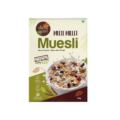 Desi Nutri Multi Millet Health Muesli | Ready to Eat Health Muesli | Millet Health Muesli | Health Muesli - 450 gms | Rich in Protein & Fiber