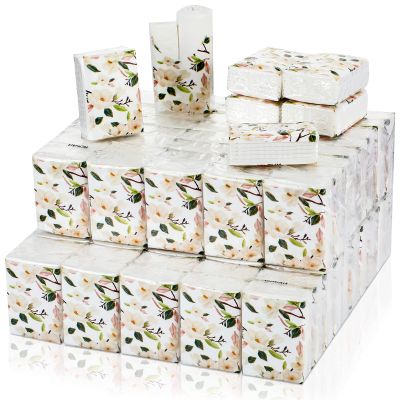 100 Pack Pocket Packs Facial Tissues 3 Ply Travel Small Pocket Individual Floral Wedding Tissues Packs for Guests Bridal Shower Favors Household Essentials
