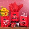 Colarr 24 Pcs Graduation Gift Bags with Tissue Paper 2024 Graduation Party Gift Bags with Handles for High School, College, Kindergarten, 8th Grade and More(Red) view 3
