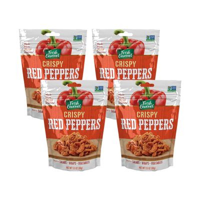 Fresh Gourmet Crispy Red Peppers Crunchy Snack and Salad Topper (3.5 Ounce (Pack of 4))