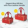 Hammont Gift Boxes - 4 Pack of Gift Boxes with Faux Leather Handles - Cookie Boxes - Versatile Gift Boxes for Presents - Elegant Box for Cakes Candy | Jewelry | Chocolates (6"x6"x3" (Red)) view 2