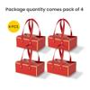 Hammont Gift Boxes - 4 Pack of Gift Boxes with Faux Leather Handles - Cookie Boxes - Versatile Gift Boxes for Presents - Elegant Box for Cakes Candy | Jewelry | Chocolates (6"x6"x3" (Red)) view 3