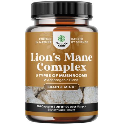 Advanced Lion's Mane Mushroom Supplement - Lions Mane Supplement Capsules with Reishi, Chaga, Maitake & Shiitake for Brain Health Memory Support & Focus - Nootropic for Mental Clarity - 120 Caps