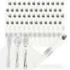 Spec101 Silver Plastic Silverware Sets for Parties Set of 300 - Pre Rolled Disposable Cutlery Individually Wrapped Plastic Utensils Set with Napkins for Weddings, Anniversaries, and Events view 1