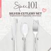 Spec101 Silver Plastic Silverware Sets for Parties Set of 300 - Pre Rolled Disposable Cutlery Individually Wrapped Plastic Utensils Set with Napkins for Weddings, Anniversaries, and Events view 2