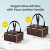 Hammont Cookie Boxes for Gift Giving - 4 Pack of Bakery Boxes, Easy to Assemble Decorative Cardboard Luxury Box with Faux Leather Handle Jewelry, Chocolate and Candy 5x7x3 Inches (Maroon) (HM1780) view 2